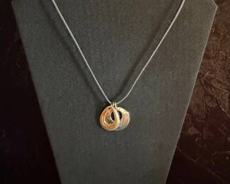 Two-Tone Interlocking Circle Pendant Necklace