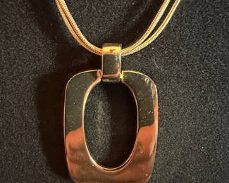 Modernist Abstract Rounded Rectangle Pendant Necklace