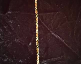 10K Gold "XOXO" Link Bracelet with Oval Citrine Gemstones