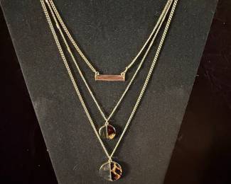 Layered Necklace with Bar and Disc Pendants