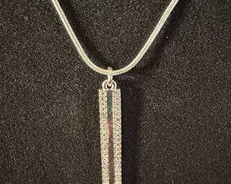 Rhinestone Bar Pendant Necklace