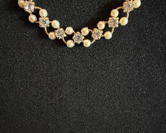 Faux Pearl and Crystal Necklace and Earring Set