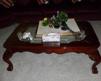 Gorgeous Glass-top coffee table..claw feet