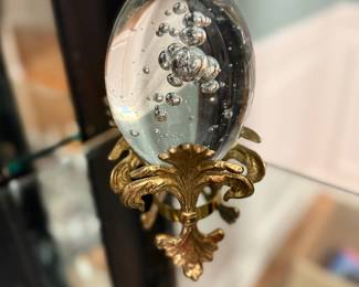 GORGEOUS crystal egg on a brass stand