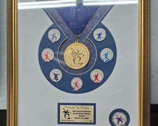 SPECIAL OLYMPICS - FRAMED MEDAL AND PINS, LIMITED EDITION
