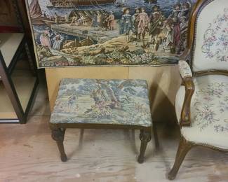 fabric mural and stool