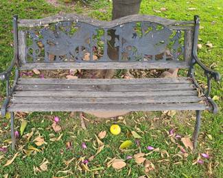 outside wooden bench