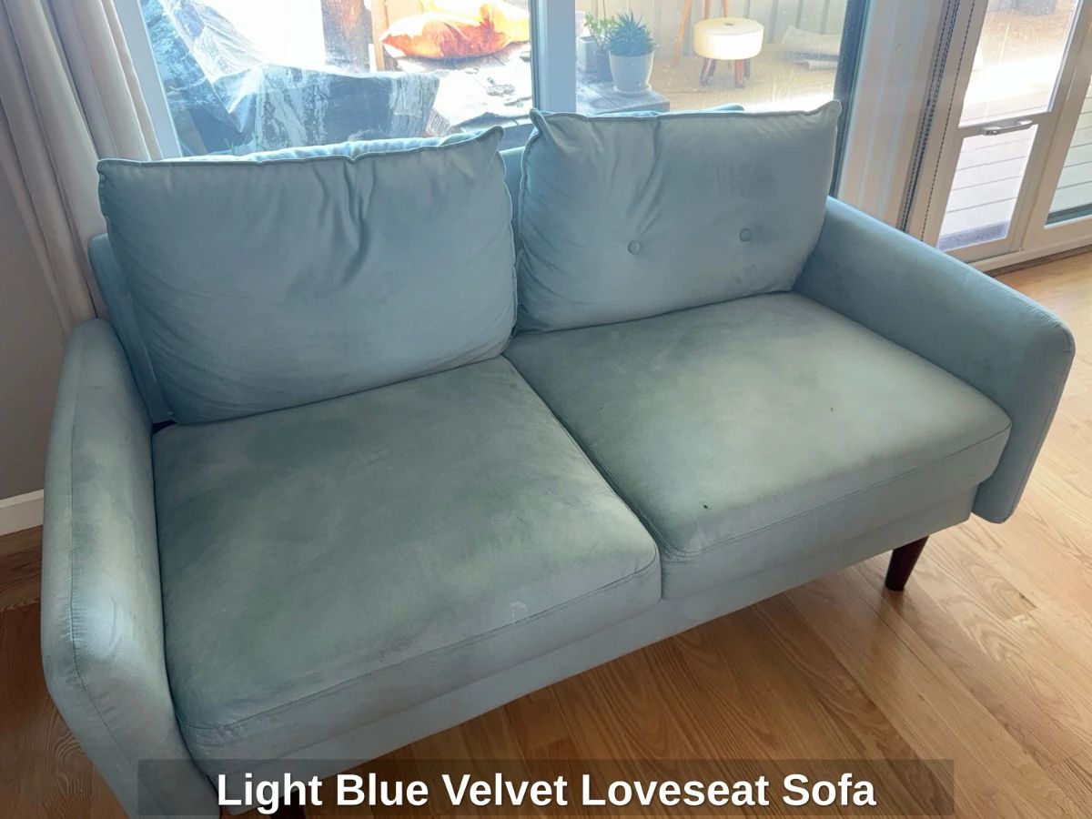 Light Blue Velvet Loveseat Sofa