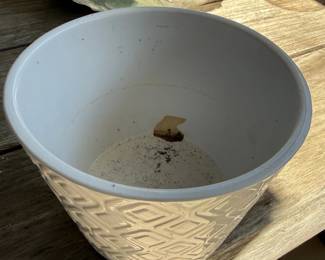 White Ceramic Planter with Geometric Pattern