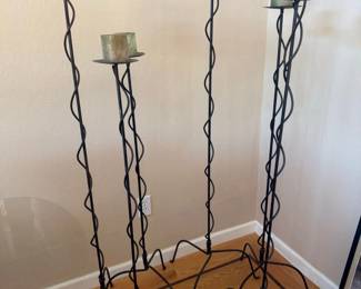 Wrought Iron Vine Floor Candelabra Set