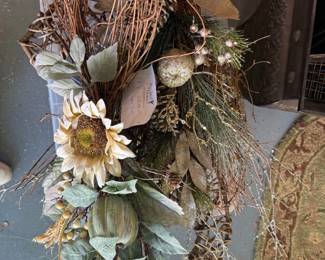 Autumn Harvest Wreath with Sunflowers and Pumpkins