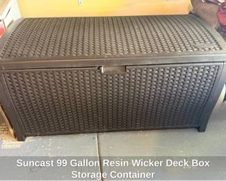 Suncast Gallon Resin Wicker Deck Box Storage Container