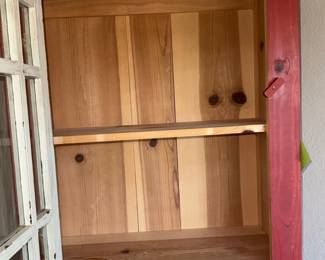Rustic Red Pine Cabinet with Glass Door and Lower Solid Door