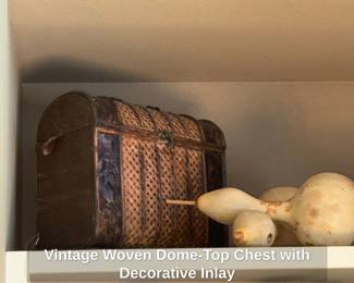 Vintage Woven DomeTop Chest with Decorative Inlay