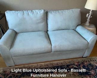 Light Blue Upholstered Sofa  Bassett Furniture Hanover