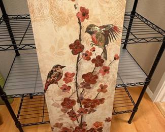 Japanese Style Canvas Art with Birds and Blossoms