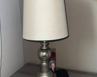 Mercury Glass Spherical Table Lamp with Linen Shade