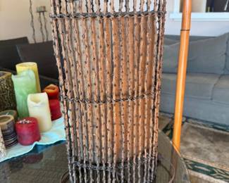 Woven Vine Table Lamp with Linen Shade