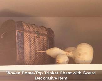 Woven DomeTop Trinket Chest with Gourd Decorative Item