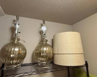 Pair of Ribbed Mercury Glass Table Lamps