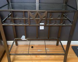Metal and Glass Wine Rack Console Table