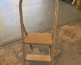 Vintage Durham Metal Step Folding Step Stool with Handrail