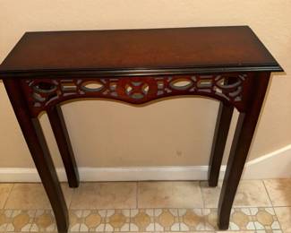 Bombay Company Mahogany Console Table with Geometric Fretwork