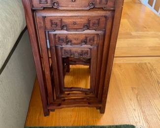 Set of Chinese Rosewood Nesting Tables, Chinese Chippendale Style