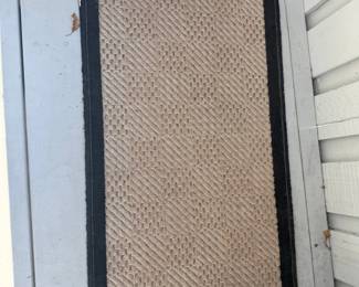 Seagrass Herringbone Runner Rug with Black Border