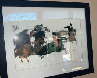 Peng Xiancheng Watercolor Painting of Horse Riders