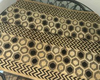 Vintage Geometric Hexagon and Chevron Pattern Throw Pillow Cover