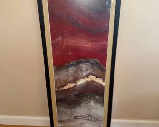 Resin Geode Wall Art with Red, Gold, and Gray Tones