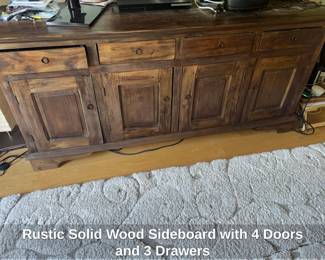 Rustic Solid Wood Sideboard with Doors and Drawers