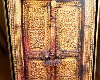 Ornate Carved Wooden Temple Door Photograph