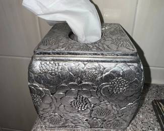 Vintage Embossed Floral German Silver Tissue Box Cover