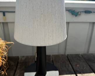 Modern Black Metal Table Lamp with White Fabric Shade