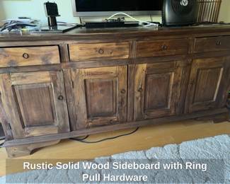 Rustic Solid Wood Sideboard with Ring Pull Hardware