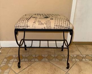 French Script Upholstered Vanity Stool