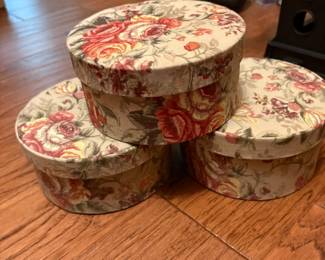 Fabric Covered round boxes 