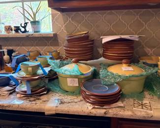 Denby JUICE pattern - Yellow, Blue & Green - several pieces 