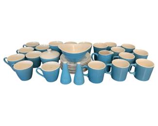 1047 - 32pc Mid Century Turquoise China - Not Signed