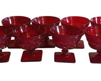116 - 8 Imperial Cape Cod Red Sherbets - 3.5" Tall