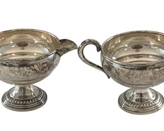 508 - Sterling Weighted Creamer & Sugar Set (Description): 3" Tall