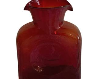 115 - Blenko Red Glass Pitcher - 8 x 6 x 3