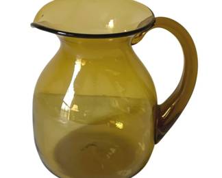 327 - Amber Glass Pitcher - 7" Tall