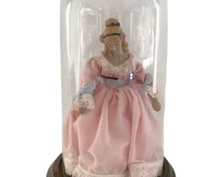 568 - Doll w/ Glass Dome Case - 12" Tall