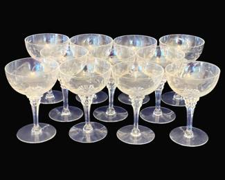 701 - 11 Tiffin Champagne Glasses - 5 3/4" Tall