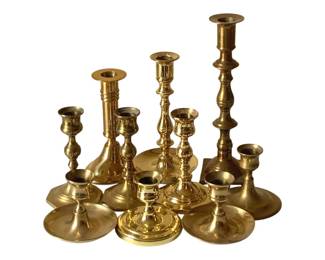 263 - Lot of Assorted Brass Candleholders