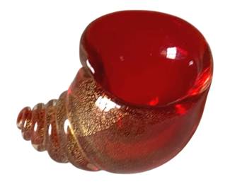 474 - Murano Glass Conch Shell Paperweight - 3 x 4 x 3