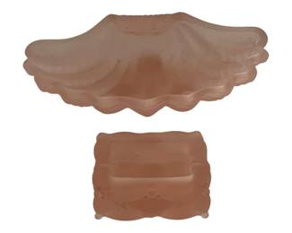 636 - 2 Vintage Pink Glass Items